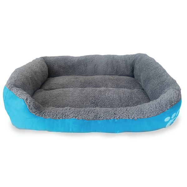 Dog Bed - Faux Fur Washable Deluxe Cushion – Small - Blue