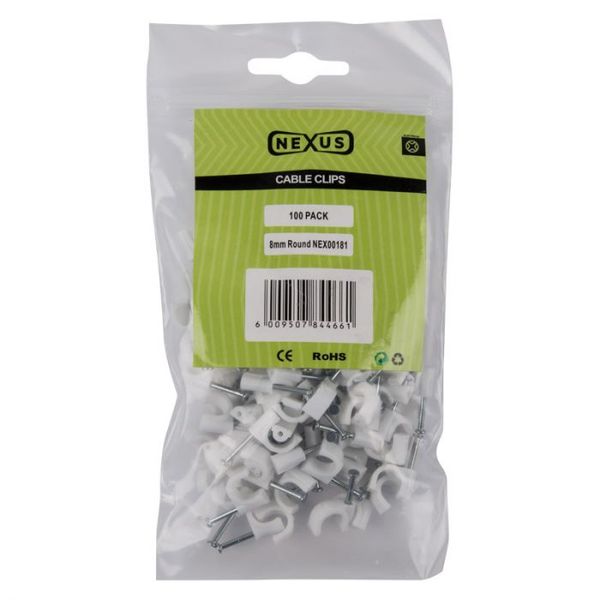 Selectrix - Cable Clips Round 8mm 100Pack - 8 Pack
