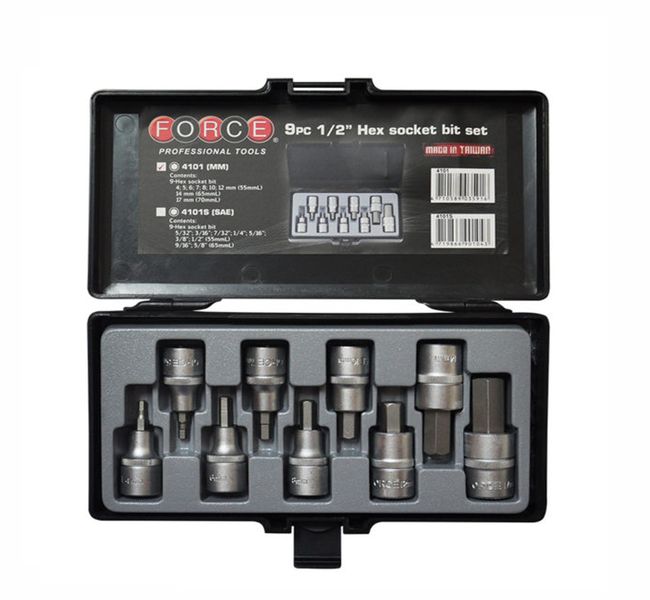 Force - 1/2Inch Drive - 9 Piece Socket Hex Bit Set - 4-17MM - 2 Pack