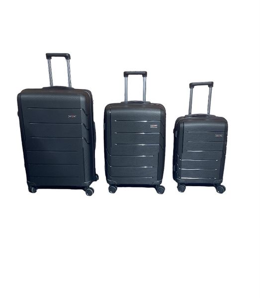 Hard Shell PP Travel Bags - 3 Piece Luggage Set - Navy
