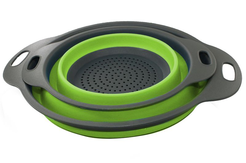 Smart Living Easy-Stack 2 Piece Collapsible Colander &amp; Strainer Set - Green