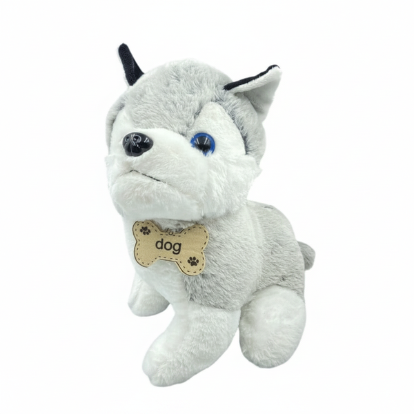 Huggable Plush Husky Toy with Love Bone Accessory