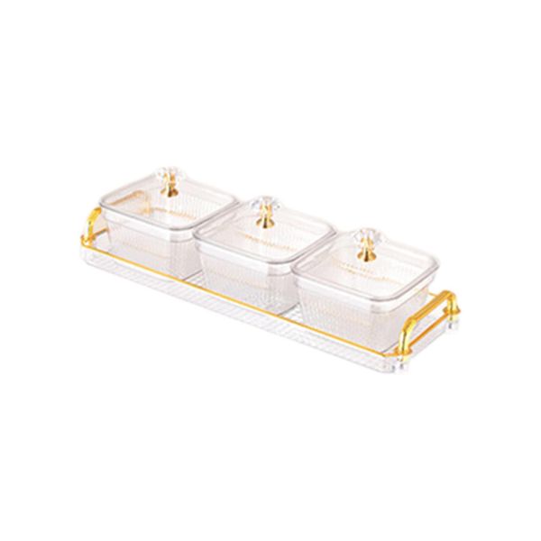 Multifunctional Food Storage Container With Lid &amp; Handle For Home - 3 Grid