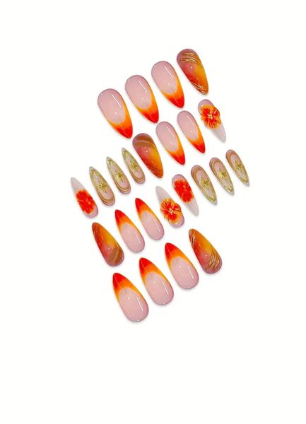 24pcs Almond Shaped Press on Nails