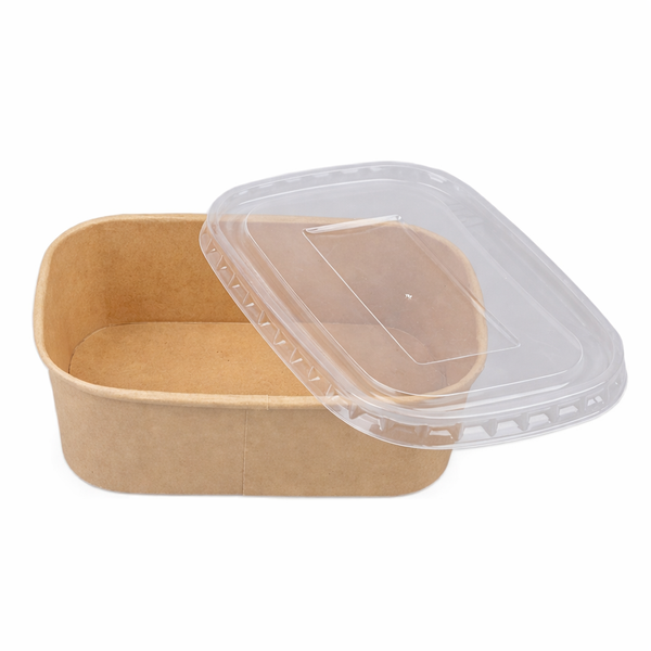 10 Set - Kraft Paper Food Container With Clear Lid - Brown