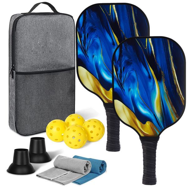 Fiberglass Pickleball Paddles Set With Ball &amp; Towel &amp; Ball Picker &amp; Bag