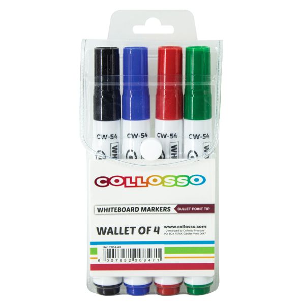 Collosso Whiteboard Markers Bullet Point - Wallet of 4