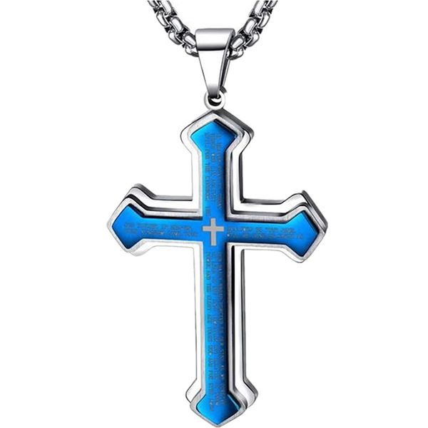 GX1360 Stainless Steel 65g Cross Pendant Necklace Heavy Chain