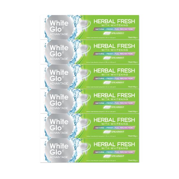 White Glo Advantage Toothpaste Herbal Fresh 75ml (6 Pack)