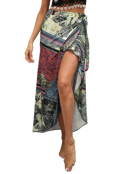 Women's Sarong Swimsuit Coverups Chiffon Long Bikini Wraps Beach Cover Up