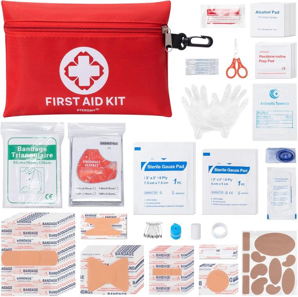 150 Pieces Mini First Aid Kit, Portable Small Emergency Kits