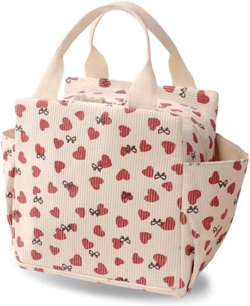 Top Star Corduroy Lunch Tote Bag with Side Pockets
