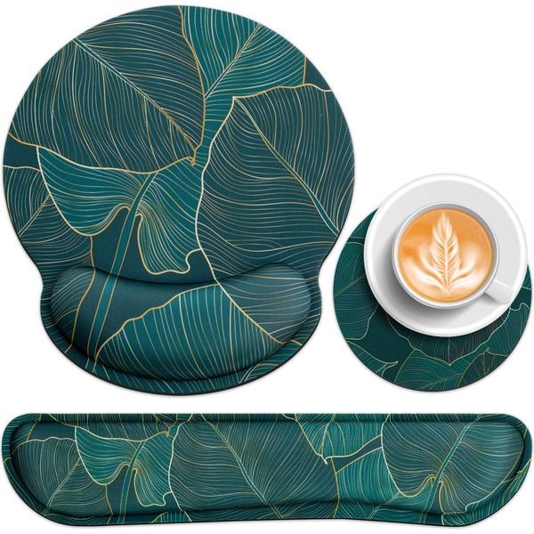 Keyboard Mouse Pad Set Ergonomic Memory Foam Mousepad for Typing