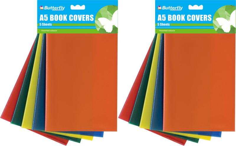 Book Cover - A5 140 m Bright Pre-Cut Plastic 5's X2