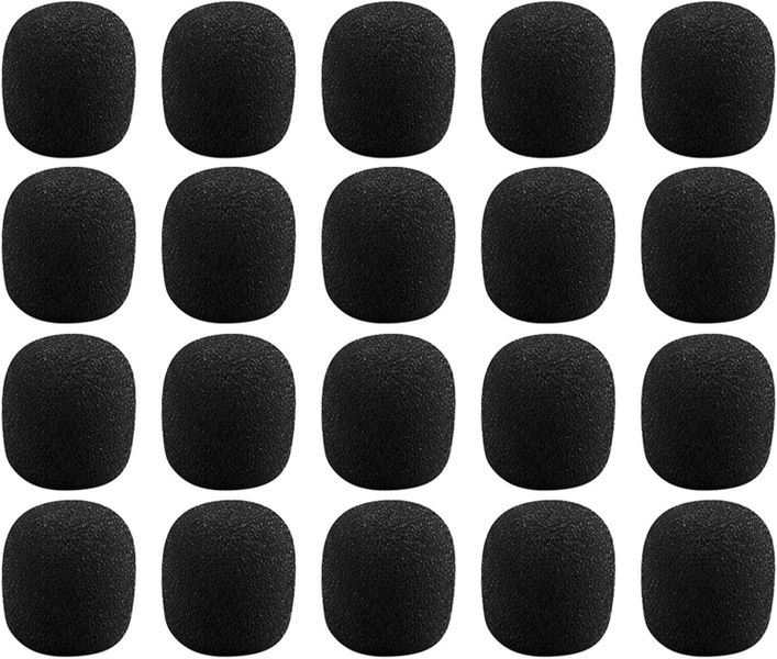 Black Foam Microphone Windscreens Noise Reduction Covers For Headset