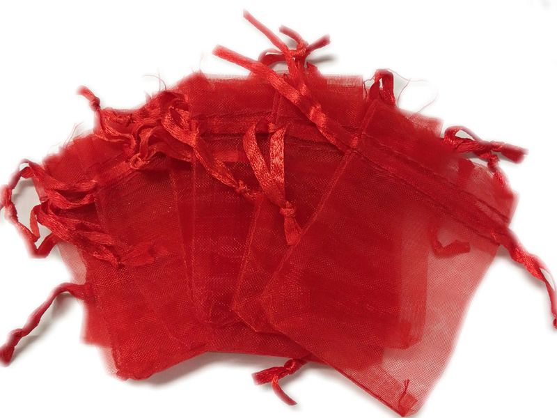 BEAD COOL Bulk Gift Bag - Red (12cm by 17cm) Organza bag/Wedding Gift