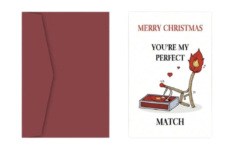 Merry Christmas Card and Envelope - We are a Match