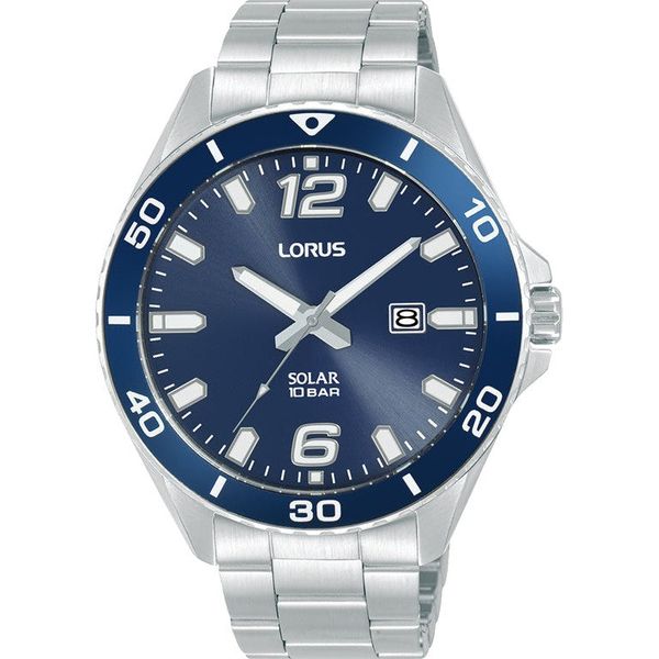 Lorus Men Silver-Blue Metal Formal, Analogue RX361AX9