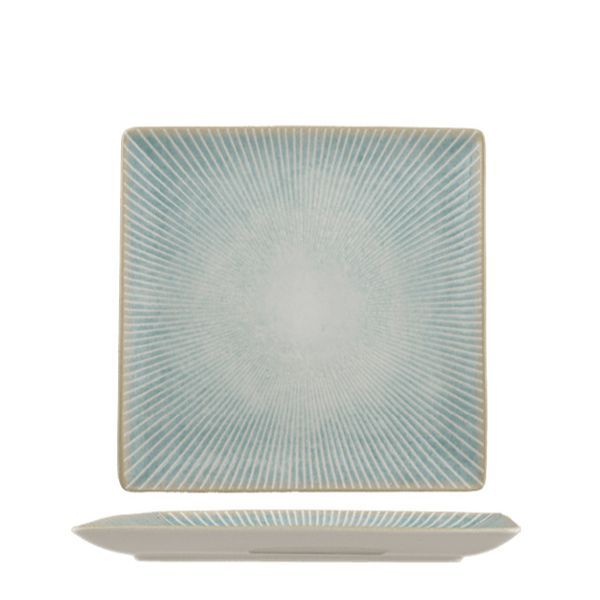 Paros Aqua Square Plates - 21 x 21cm - 6 Pack