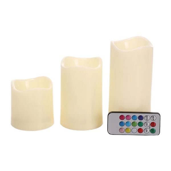 3 Pieces of Battery Operated LED Flameless Candles With Remote Controller KH-18