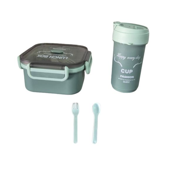 Multiple Compartment Lunch Box including spoon and fork with Water Bottle