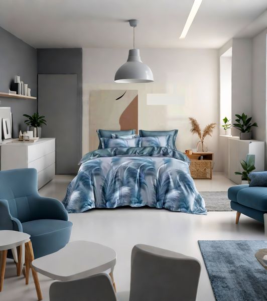 Blue Polyester Modern All tc Duvet Cover 6 Piece