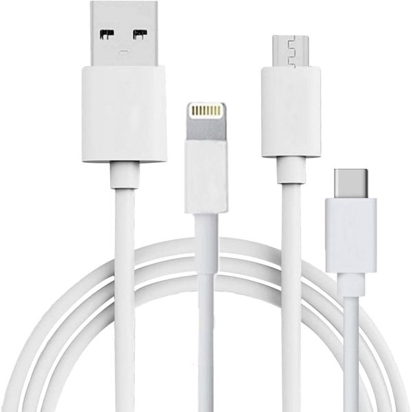 Awesome Data &amp; Charging Cable 3 in 1 Lightning Pin, V8 And Type C 2A