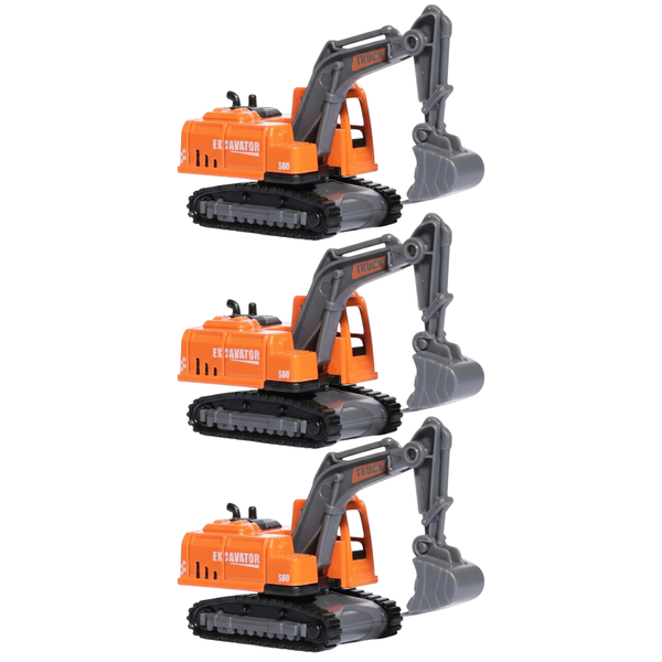 3 Pack - Model Toy Truck City Excavator - Orange