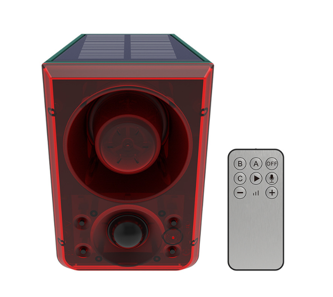 Bltunoed Solar-Powered Alarm With Motion Sensor, 120mA, 6 Red Strobe LEDs