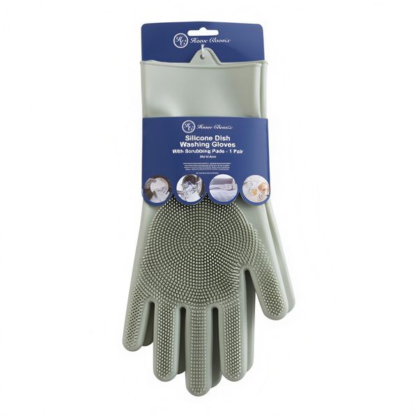 Silicone Gloves with Scrubber 1 Pair 35x12.6cm