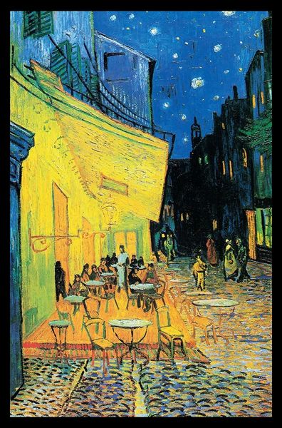 Vincent Van Gogh (Cafe Terrace) Poster with Black Frame