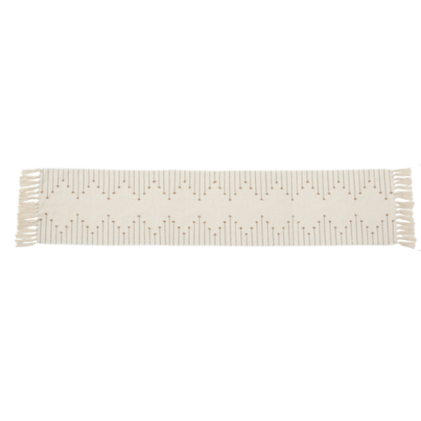 Table Runner, Boho Table Runner, 12x90 Inch Cotton with Tassels