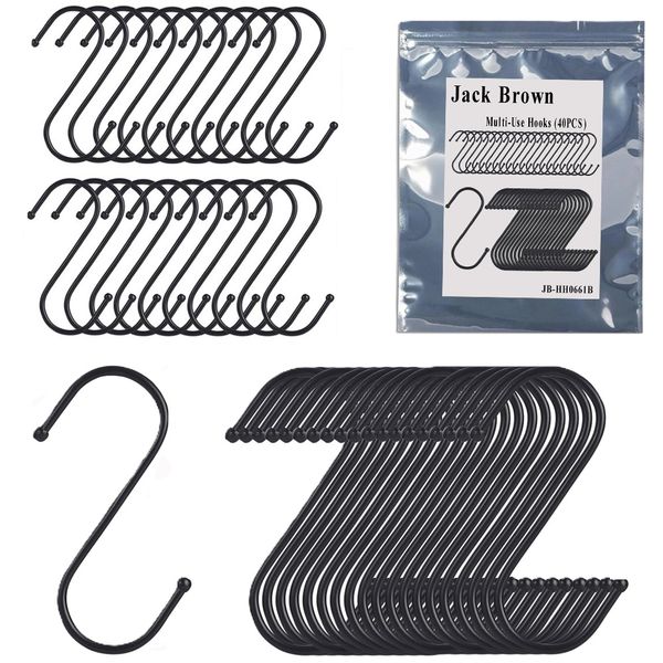 Jack Brown 40Pk Multi-Use S-Shaped Hooks-Home Kitchen S/Steel Hangers