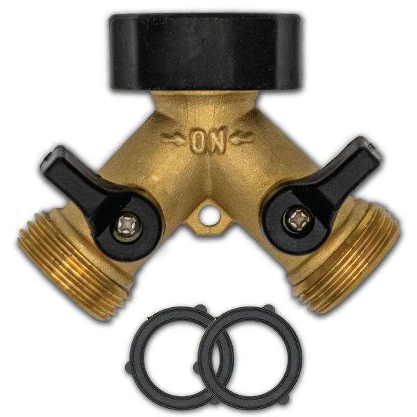 2-Way Y Valve Shut-Off Inch Brass Hose Connector