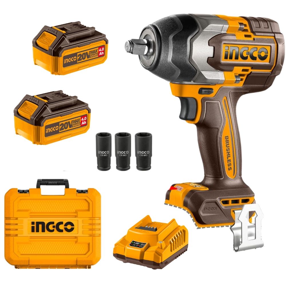 Ingco Impact Wrench 1/2" 850NM 2x 4.0Ah Batteries Shop Today