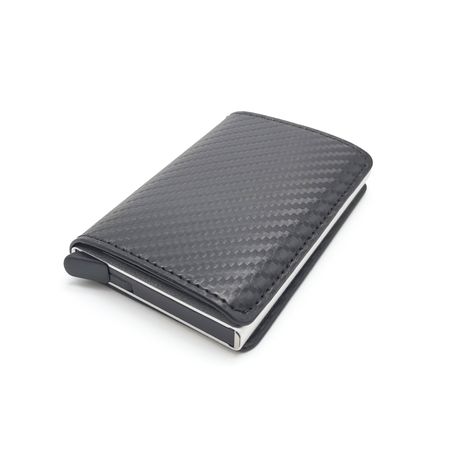 Credit Card Holder RFID Blocking Leather Automatic Pop Up Wallet