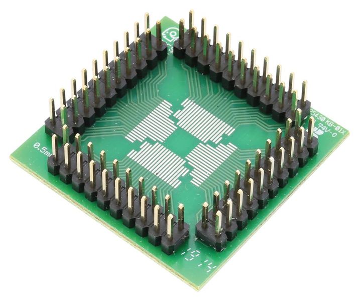 Aries (LCQT-QFP0.65-52) IC Adapter, 52-QFP to 52-PGA