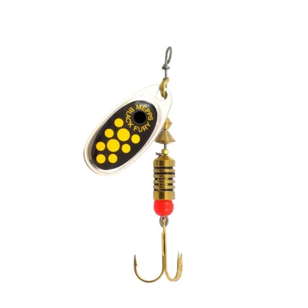 Mepps Black Fury Yellow Dot Silver Blade #3 Spinner