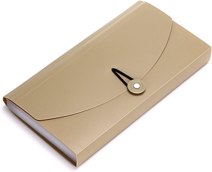 Expanding File Folder, 13 Pockets Small Accordion File Folder, Khaki
