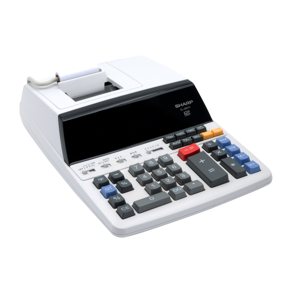 Sharp EL-2607V 12-Digit Printing Calculator - Dual-Colour