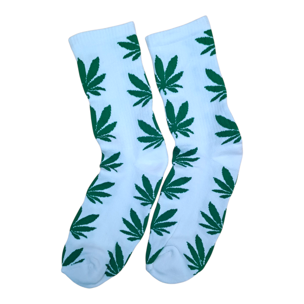 Weed Leaf Socks White - Size 7-11