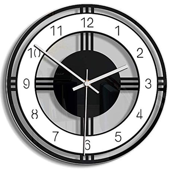 Silent Wall Clock,28cm Non Ticking Acrylic Irregular Round Wall Clock