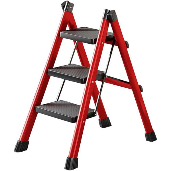 3 Step - Anti-Slip Folding Ladder - Red