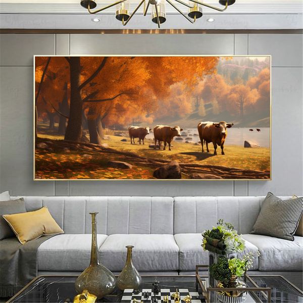 Canvas Wall Decor - Autumn Cattle - 0522