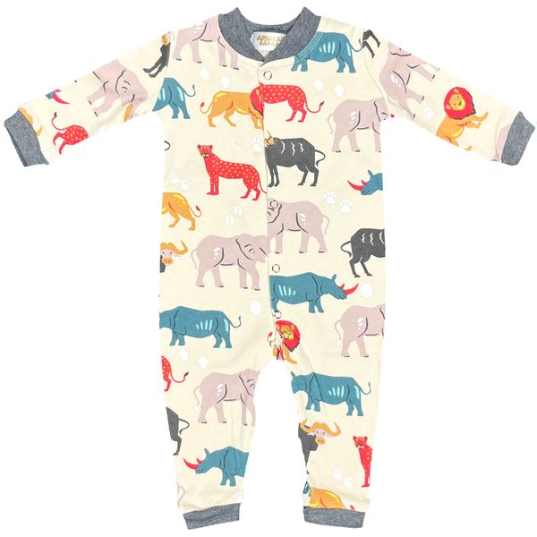 Big 5 Long Sleeve Babygrow 100% Cotton - African Safari