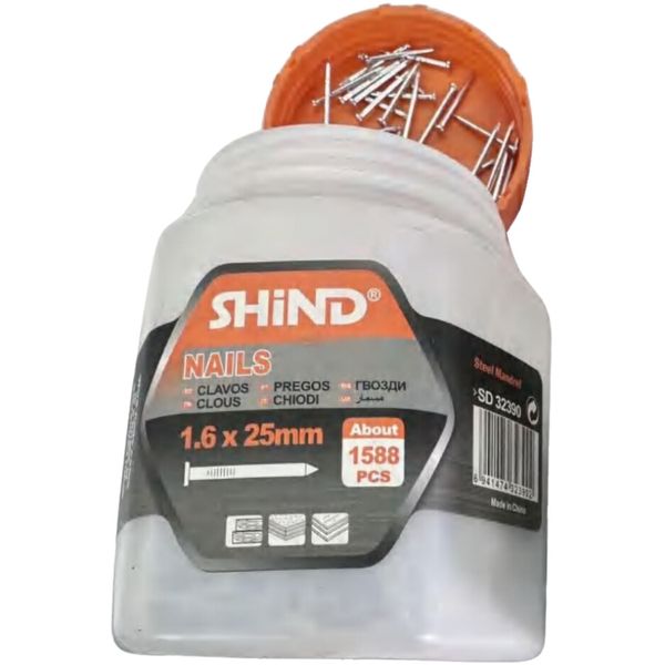 Shind 1.6x25mm Precision Steel Nails For Wood And Trim - Pack of 1588