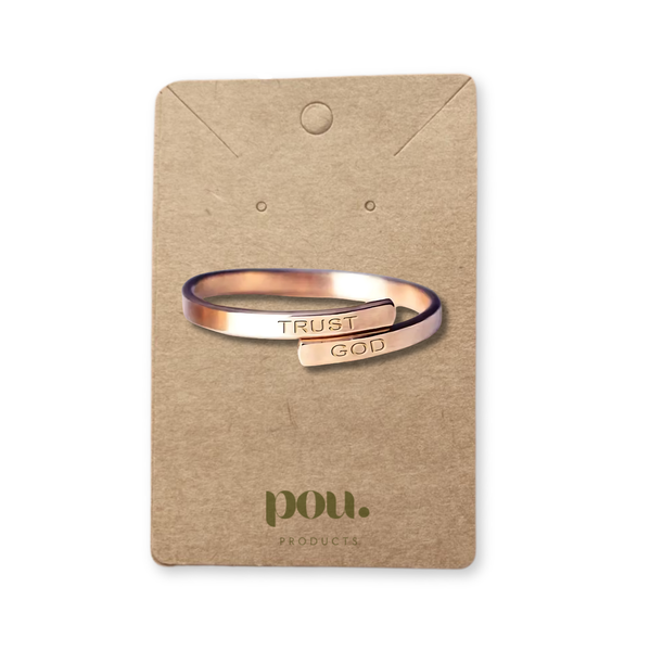 Trust God Stainless Steel Rose Gold Adjustable Ring