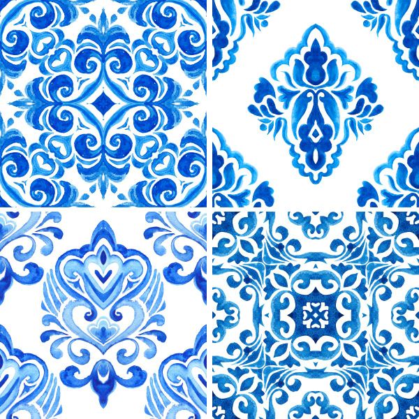 Blue Watercolour Tile Wall Stickers