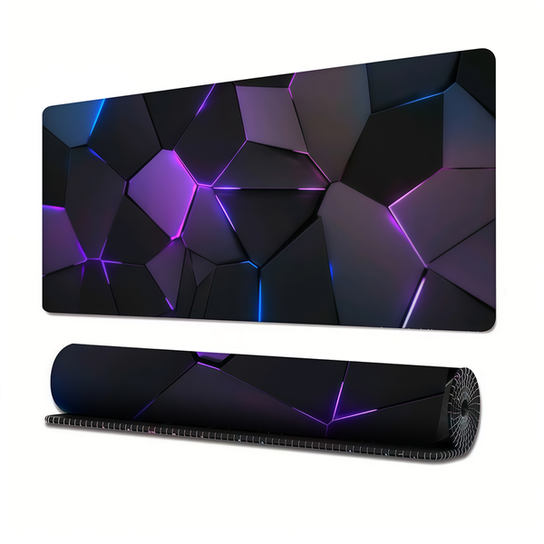 Cool Polygons Desk Pad Mouse Pad,Large Technology Mouse Mat, Stitched Edges