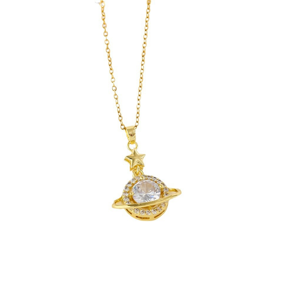 Planet Crystal Pendant Necklace Gold &amp; Silver-Plated